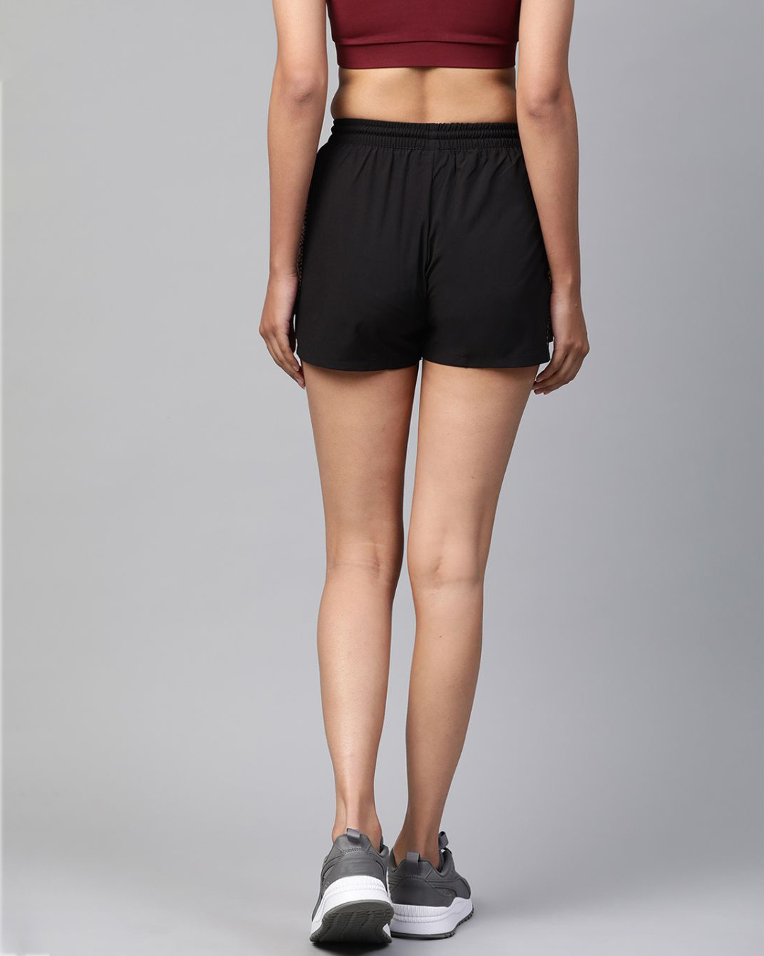Shop Alcsi Women Black Solid Slim Fit Regular Shorts-Back