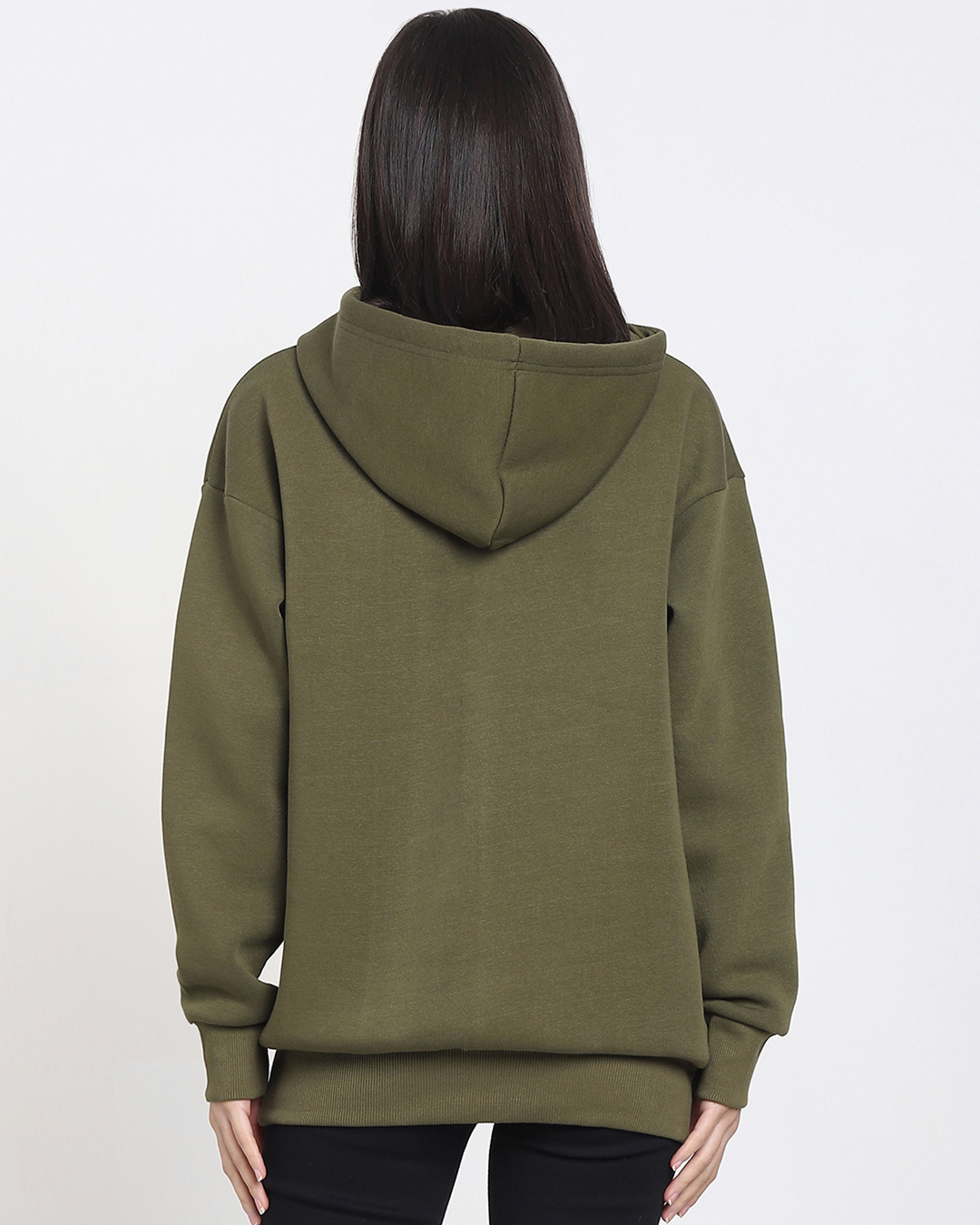 Shop Women's Olive All Day Every Day Graphic Printed Oversized Hoodie-Back