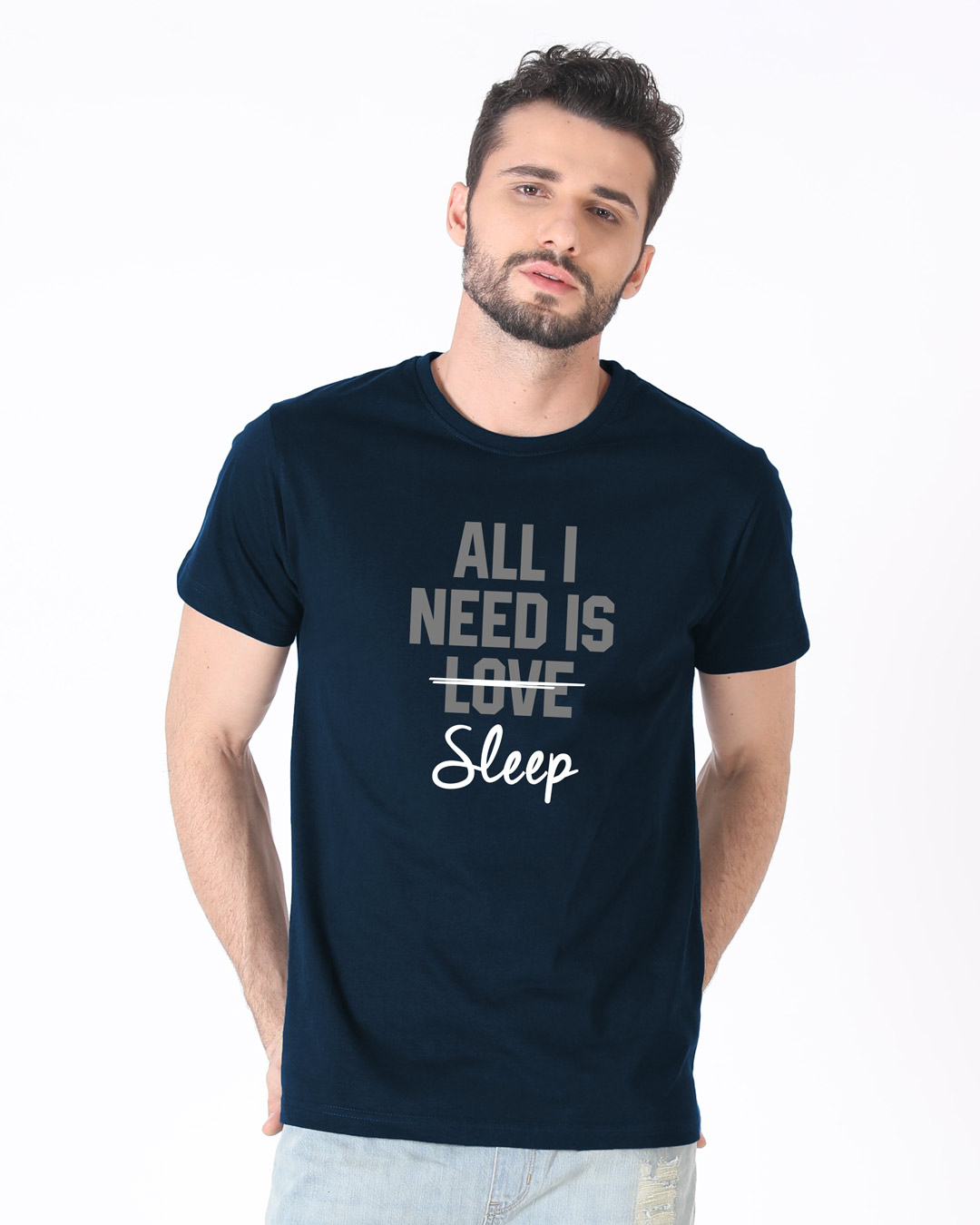 Shop All I Need Is Sleep Half Sleeve T-Shirt-Back