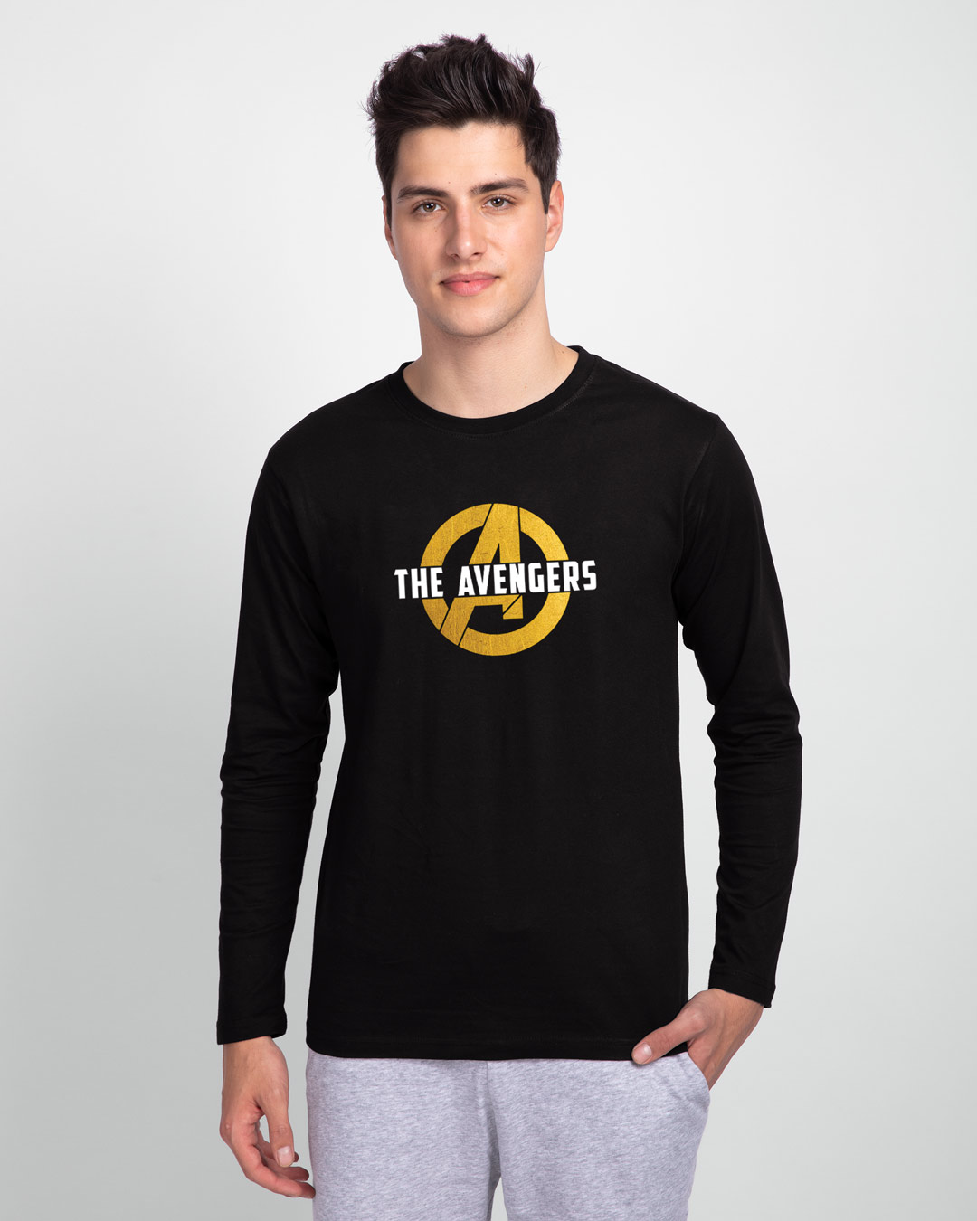 Shop All The Avengers Full Sleeve T-Shirt (AVL) (GOLD PRINT)-Back