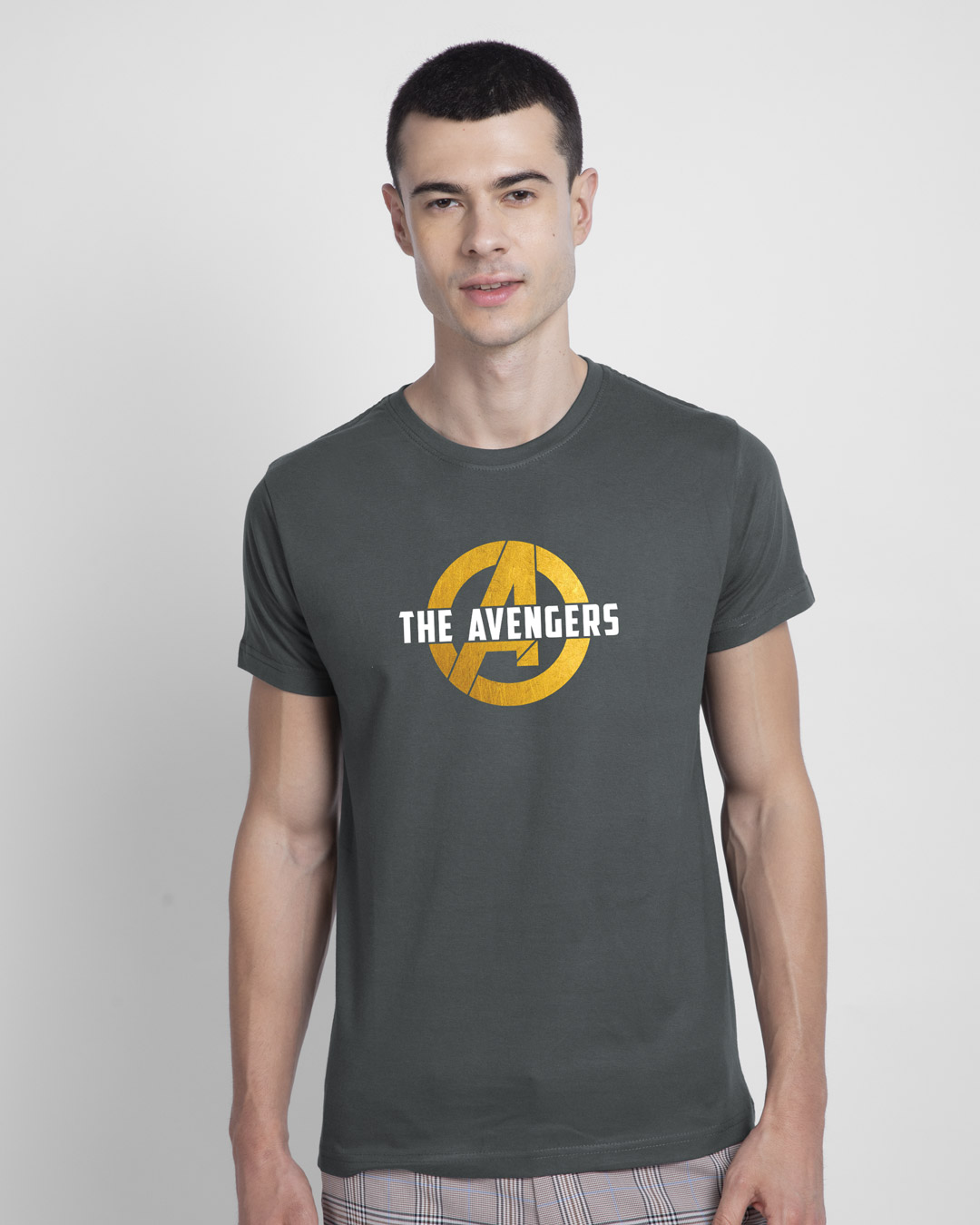 Shop All The Avengers Half Sleeve T-Shirt (AVL) (GOLD PRINT)-Back