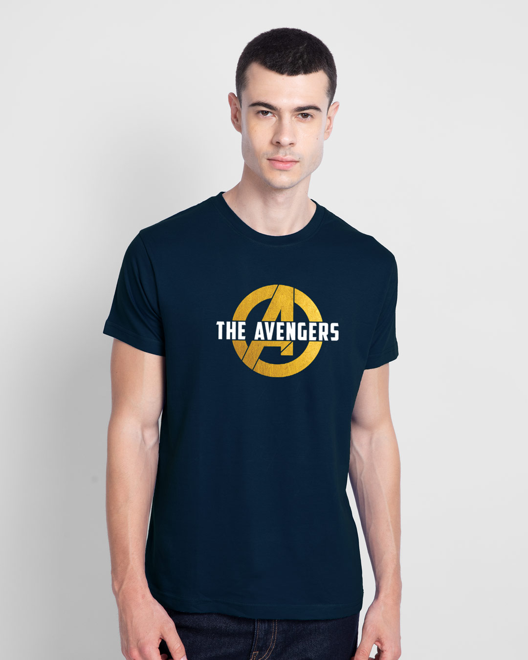 Shop All The Avengers Half Sleeve T-Shirt (AVL) (GOLD PRINT)-Back