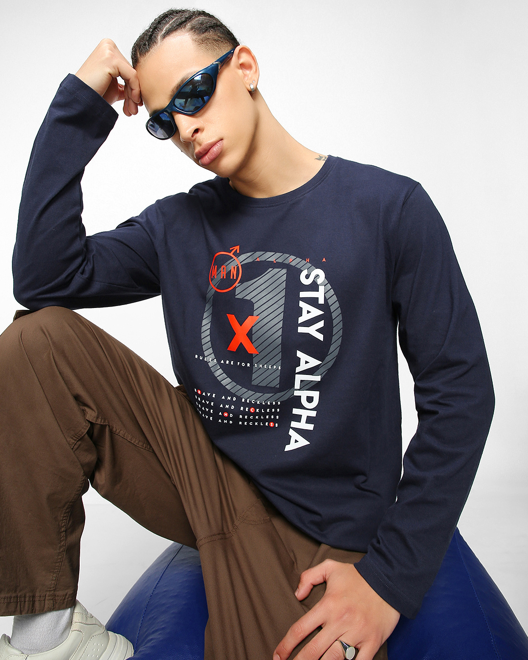 Alpha Male T Shirt Navy Alpha Male T Shirt for Men main image 1