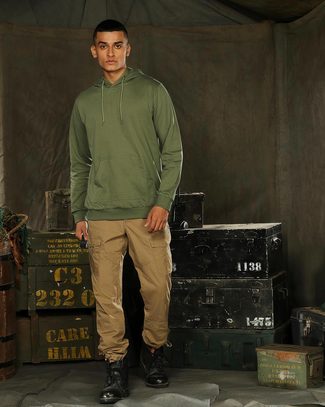 

Alpha Green Basic Hoodie Men' Plain Basic Hoodies Bewakoof.com