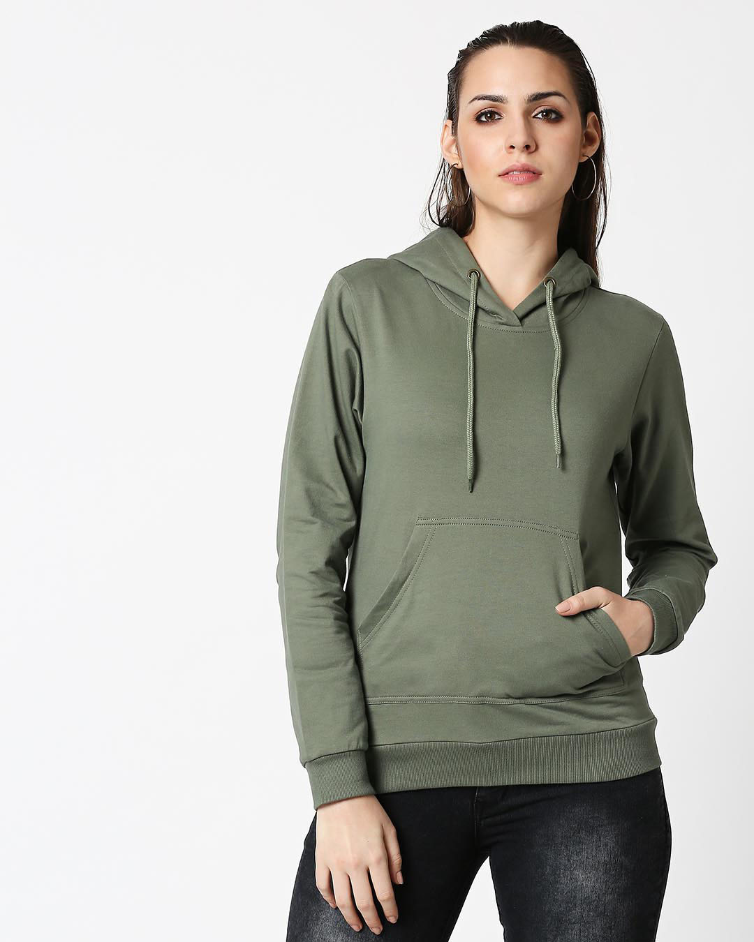 Shop Alpha Green Fleece Hoodie-Back