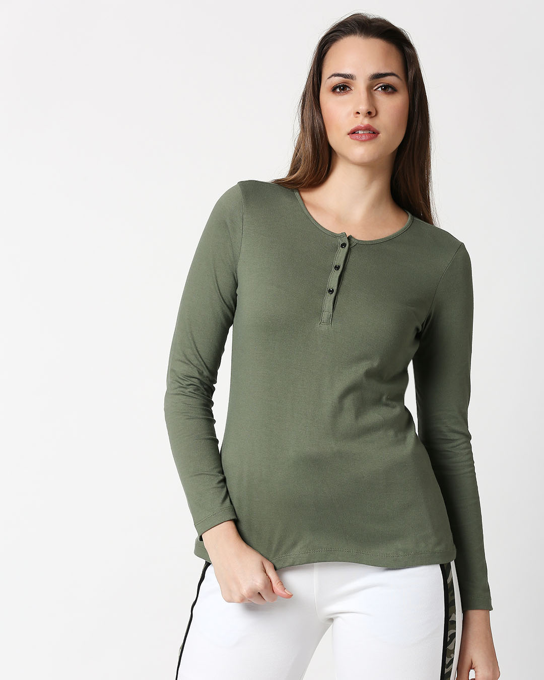 Shop Alpha Green Full Sleeve Henley T-Shirt-Back