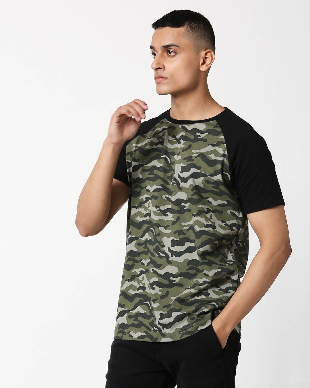 Shop Alpha Green Half Sleeve Raglan T-Shirt-Back