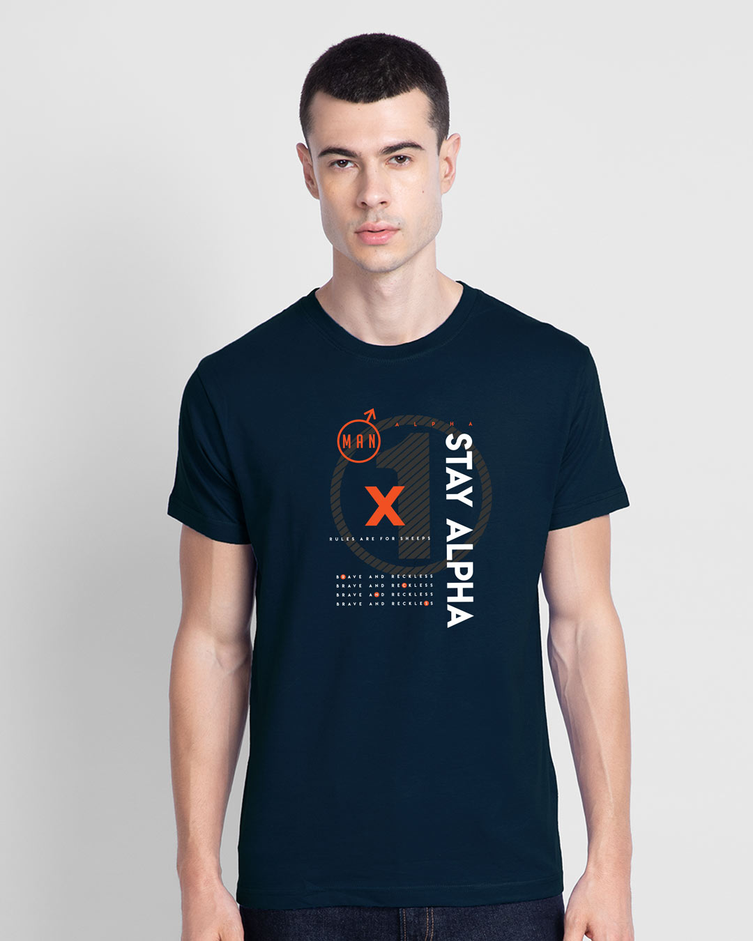 Shop Men's Navy Alpha Typography T-shirt-Back