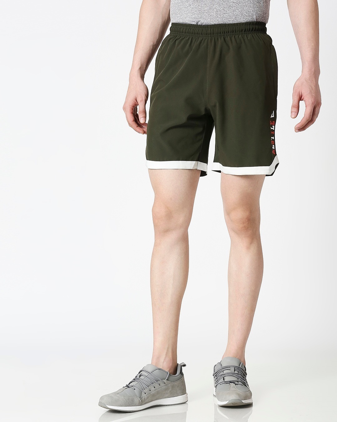 Shop Men Olive Shorts-Back
