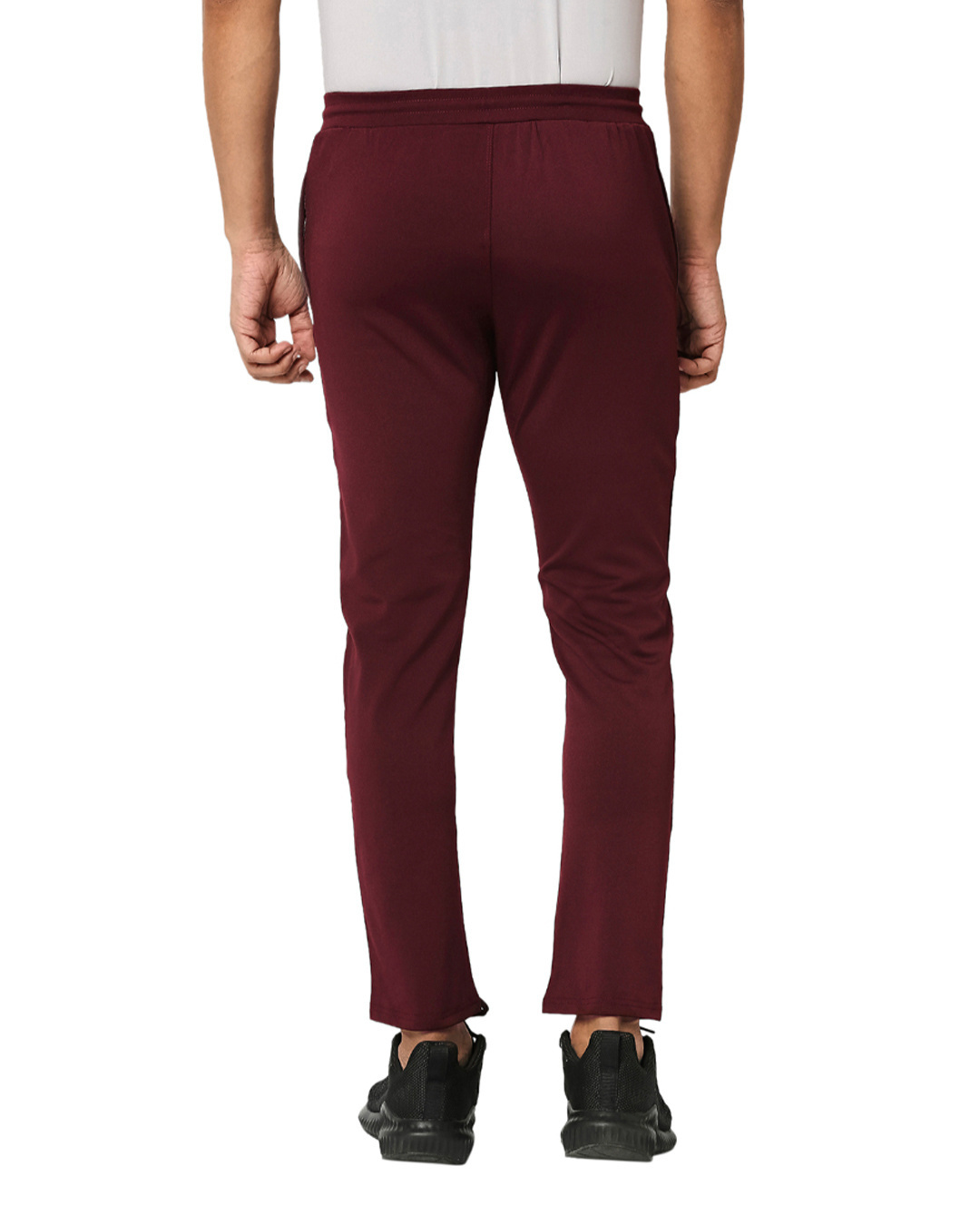 Shop Men's Wine Solid Regular Fit Track Pants-Back