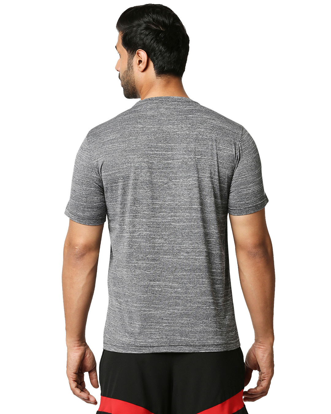Shop Printed Men Round Neck Dark Grey T Shirt-Back