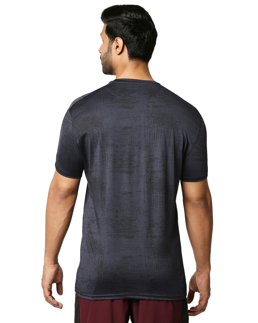 Shop Printed Men Round Neck Navy T Shirt-Back