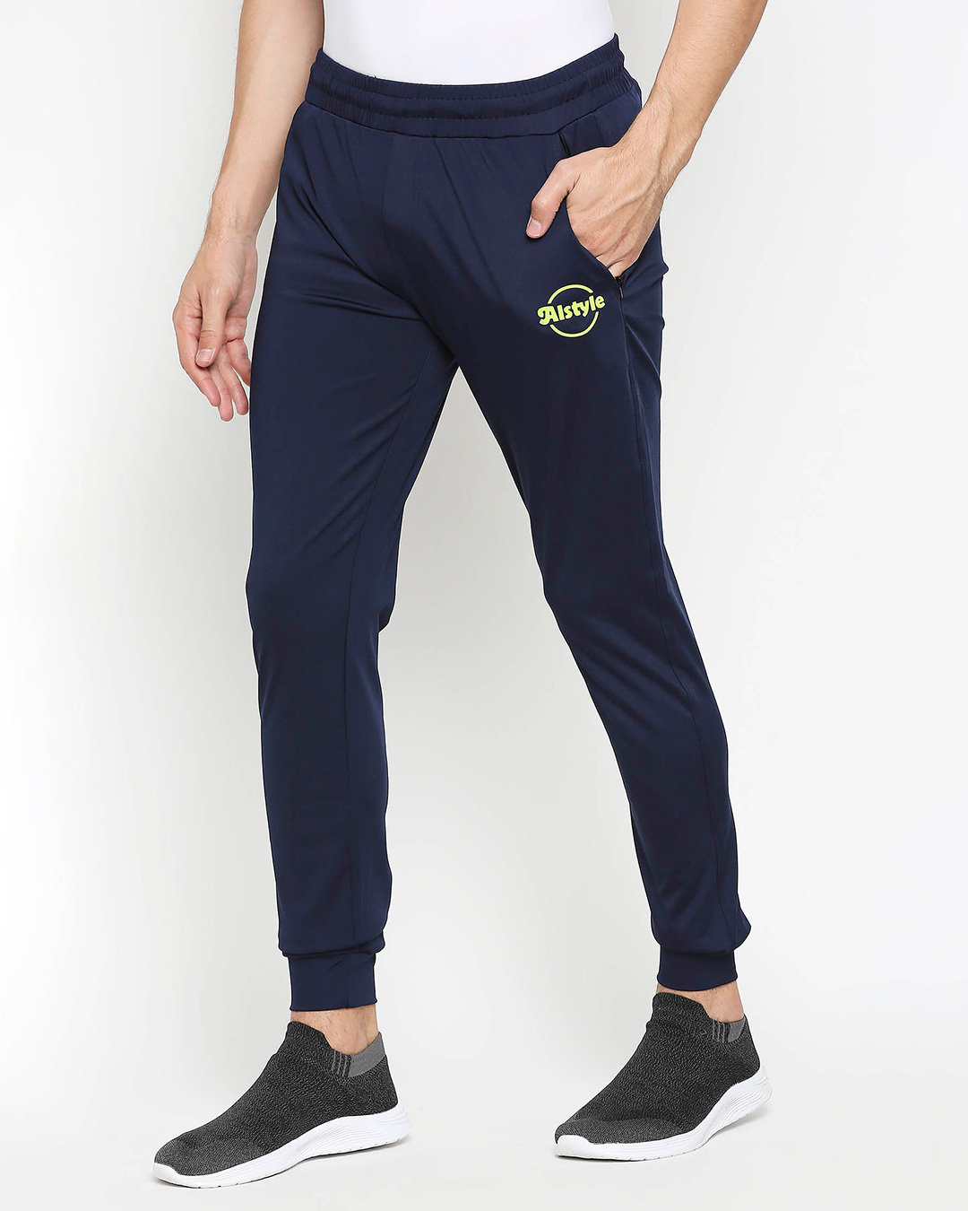 Shop Men's Blue Solid Regular Fit Track Pants-Back
