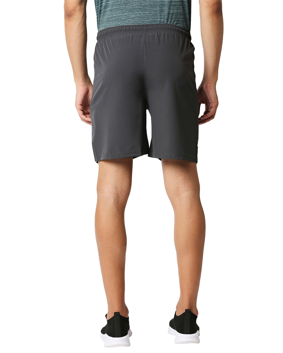 Shop Solid Men Dark Grey Regular Shorts-Back