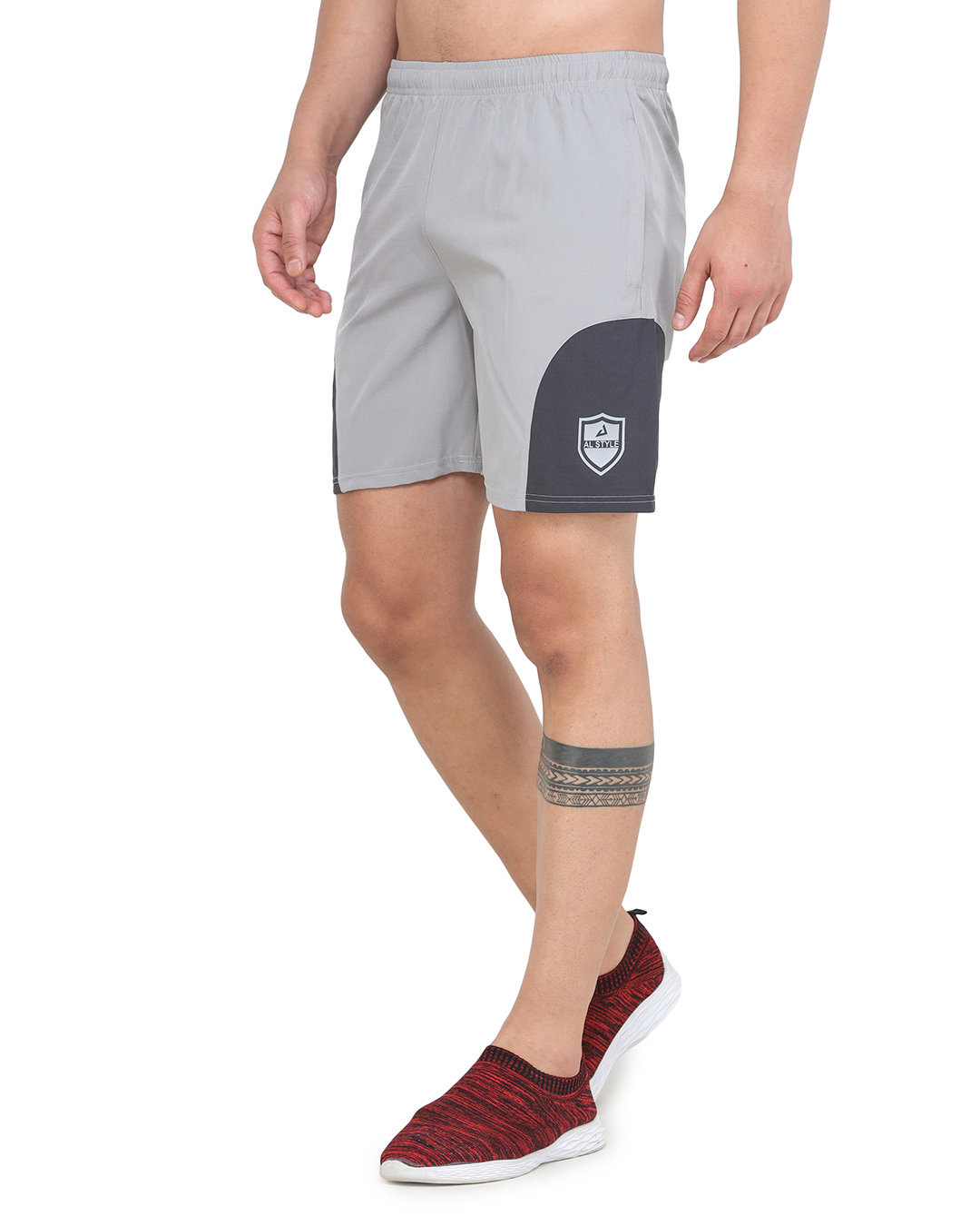 Shop Solid Men Grey Basic Shorts-Back