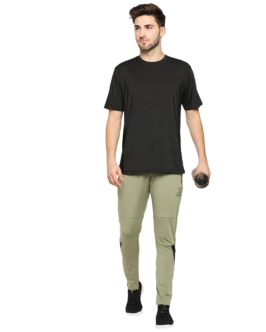 light green pant black shirt