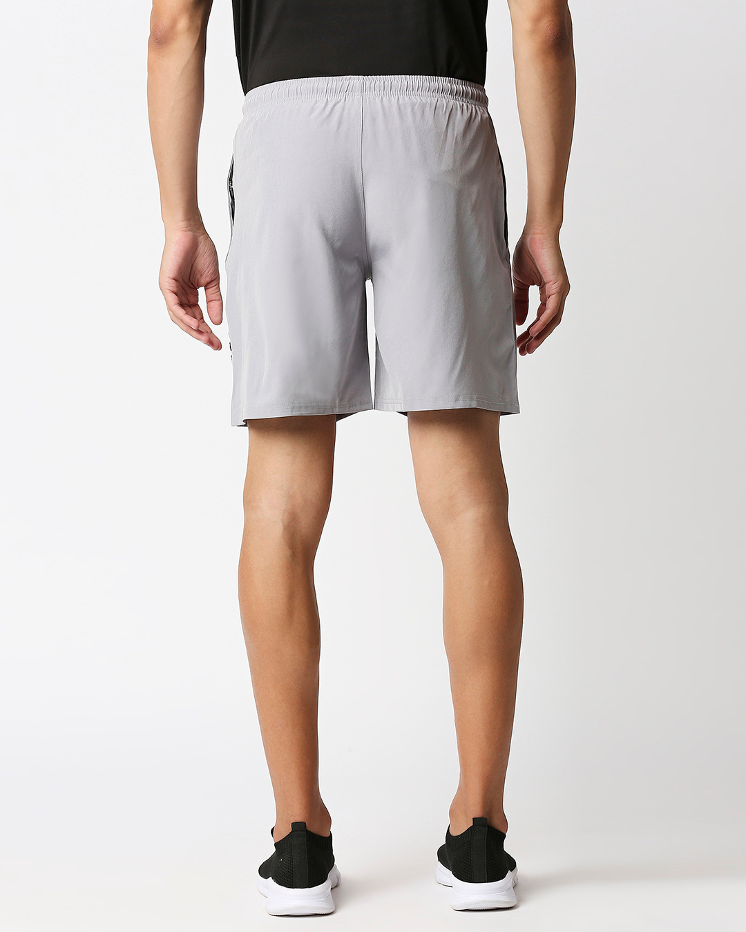 Shop Solid Men Light Grey Regular Shorts-Back
