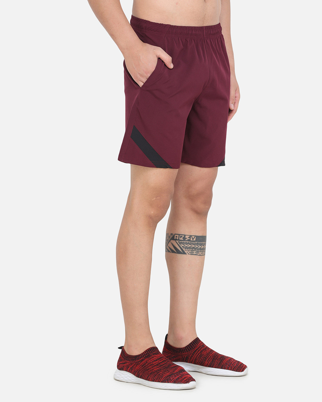 Shop Solid Men Maroon Basic Shorts-Back