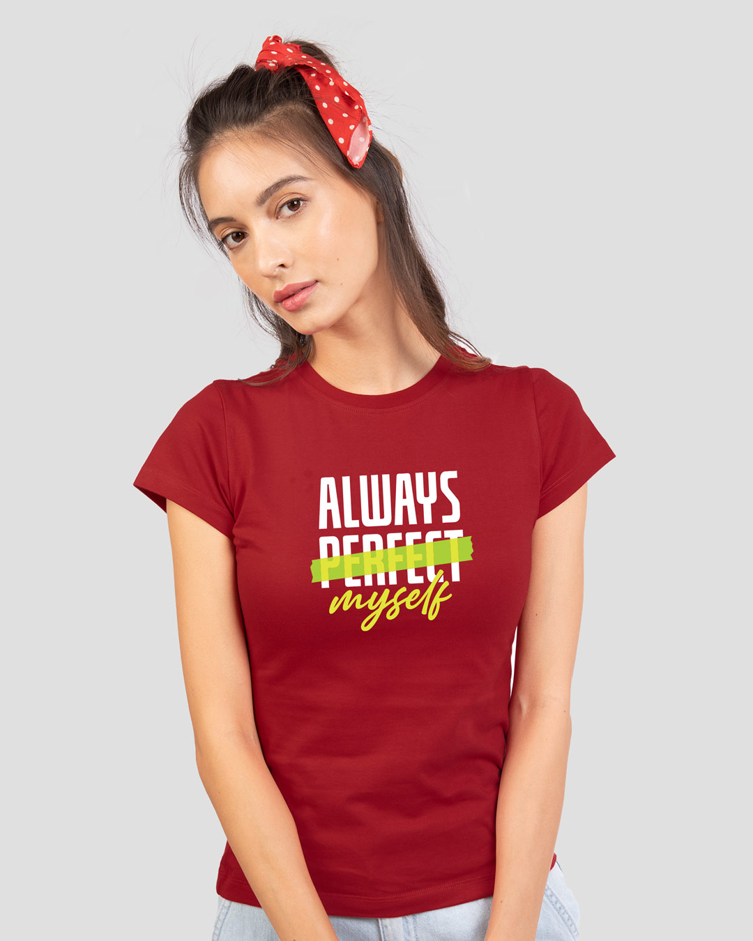 Shop Always Myself Half Sleeve Printed T-Shirt Bold Red-Back