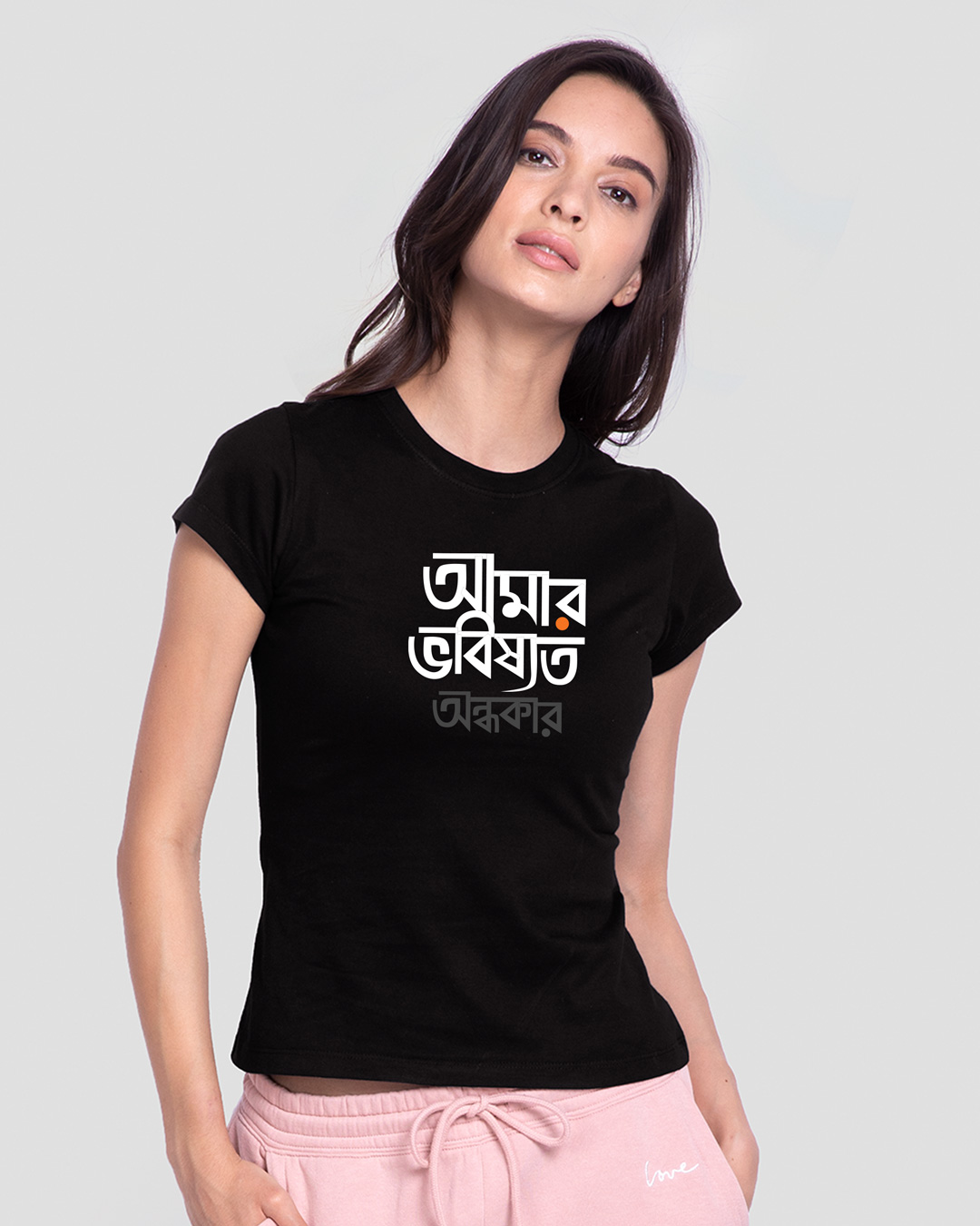 Shop Women's Black Andhokar Typography T-shirt-Back