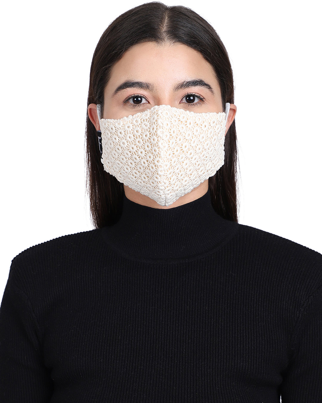 Shop Pack of 3, 3-Ply Reusable Off White Cotton Fabric Fashion Mask-Back