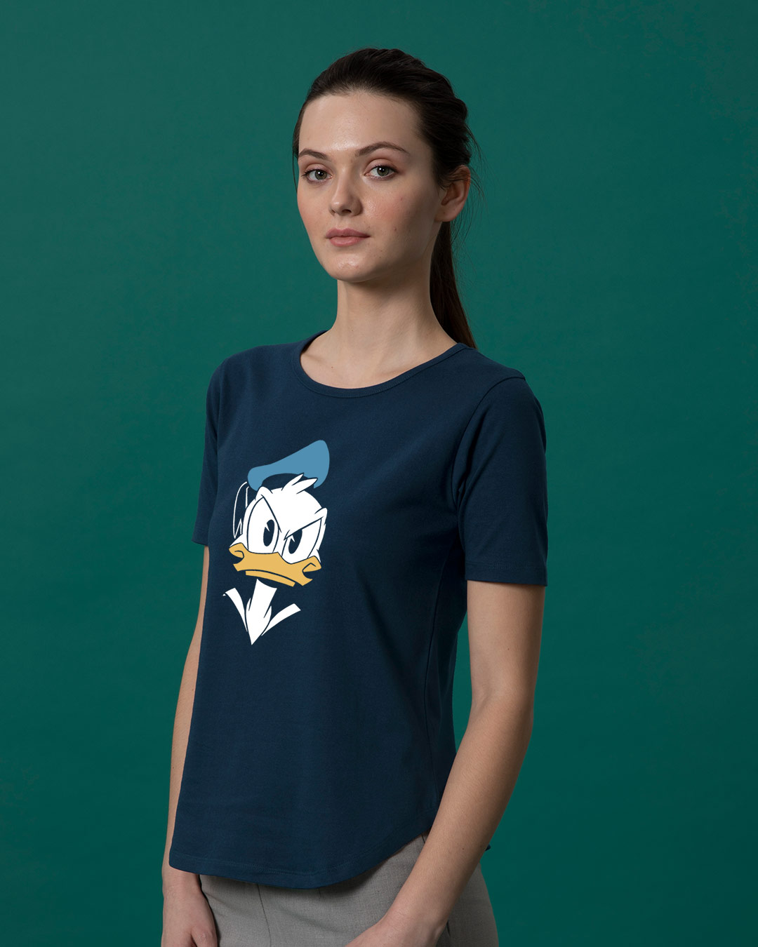 Shop Angry Donald Basic Round Hem T-Shirt (DL)-Back