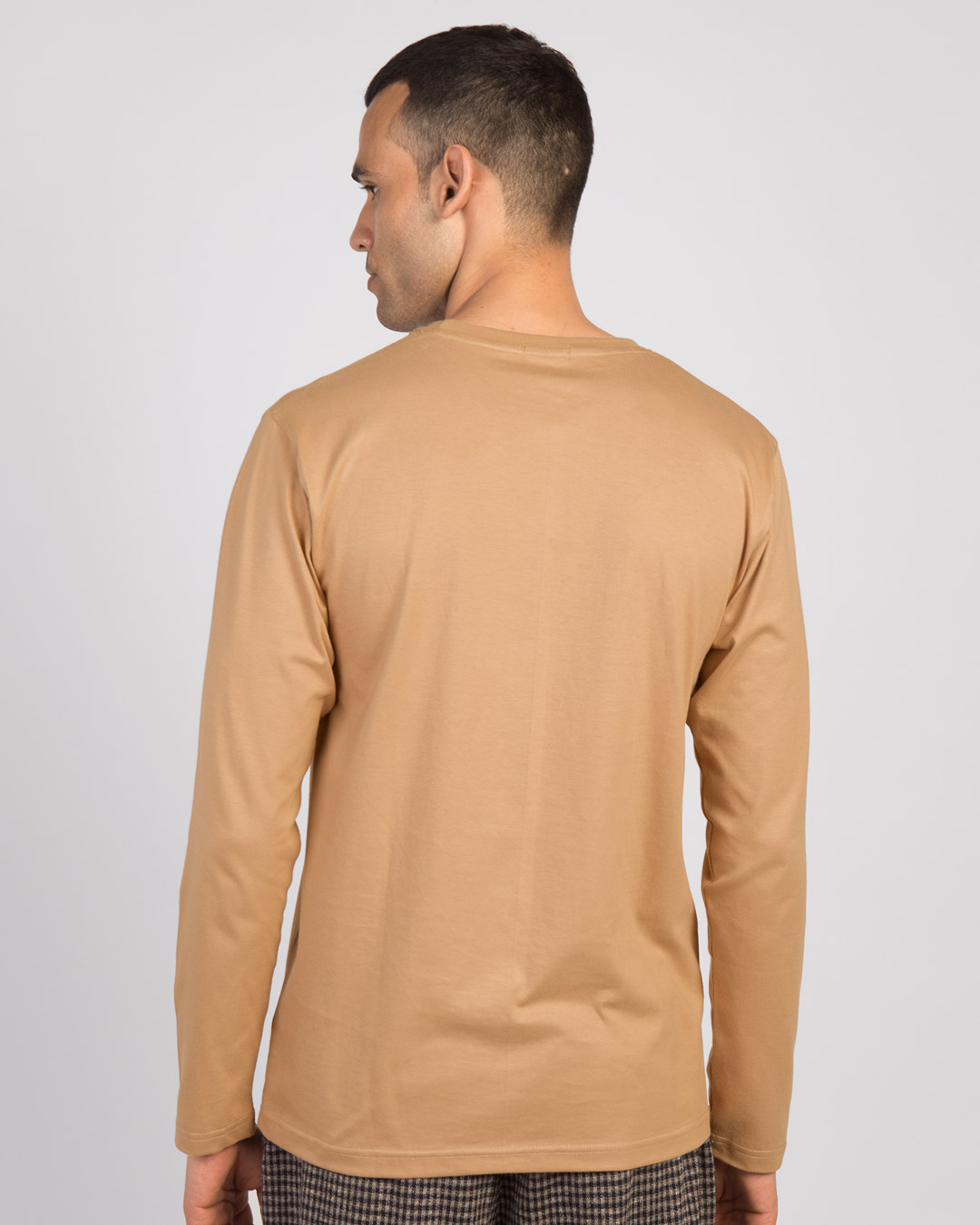 Shop Angry Zip Full Sleeve T-Shirt Dusty Beige-Back
