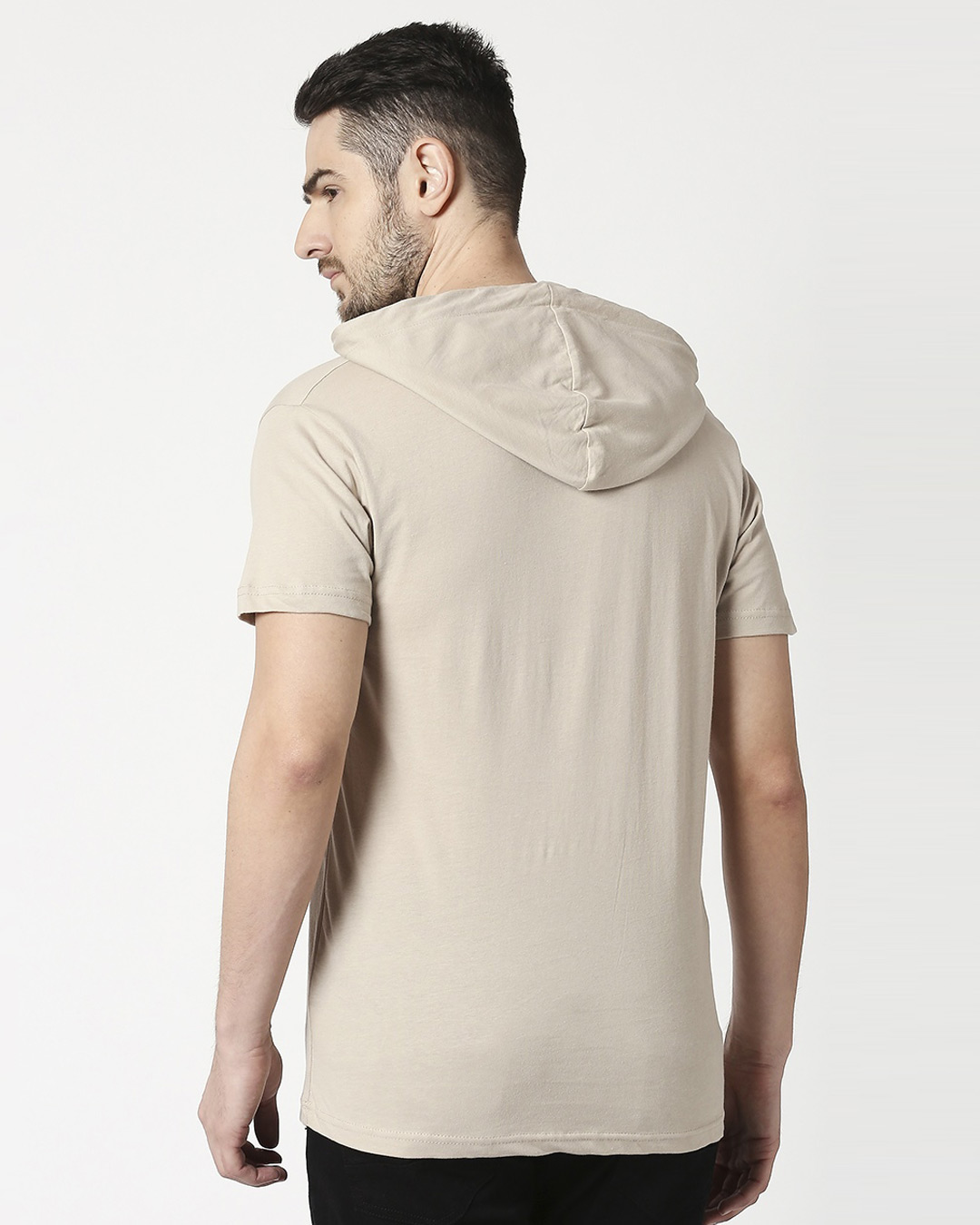 Shop Angry Zip Half Sleeve Hoodie T-shirt-Back