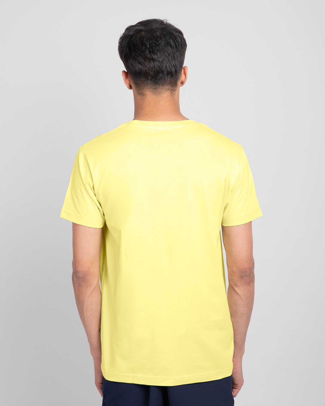Shop Angry Zip Half Sleeve T-Shirt-Pastel Yellow-Back