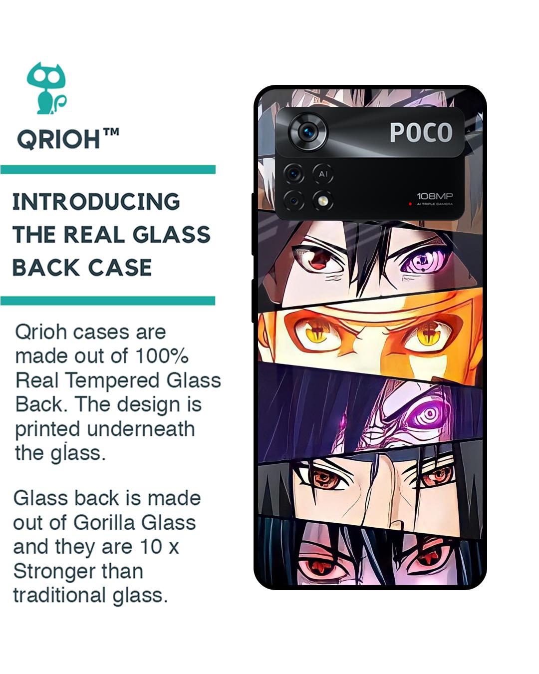 Shop Anime Eyes Premium Glass Case for Poco X4 Pro 5G(Shock Proof, Scratch Resistant)-Back