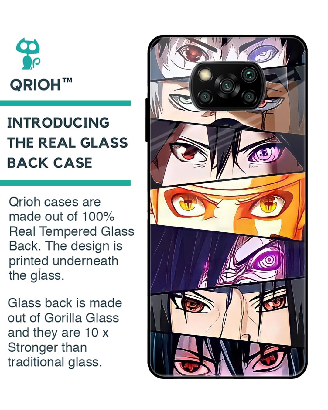 Shop Anime Eyes Premium Glass Case for Xiaomi Poco x3 (Shock Proof, Scratch Resistant)-Back