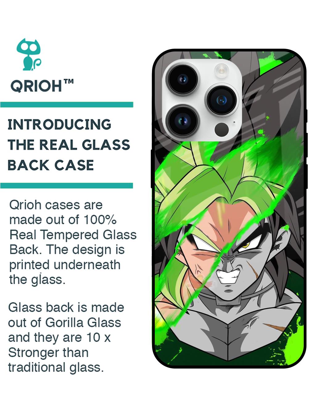 Shop Anime Green Splash Premium Glass Case for Apple iPhone 14 Pro (Shock Proof,Scratch Resistant)-Back