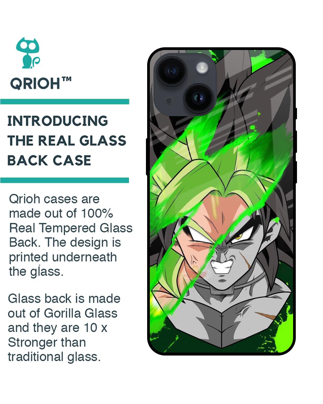 Shop Anime Green Splash Premium Glass Case for Apple iPhone 14 (Shock Proof,Scratch Resistant)-Back