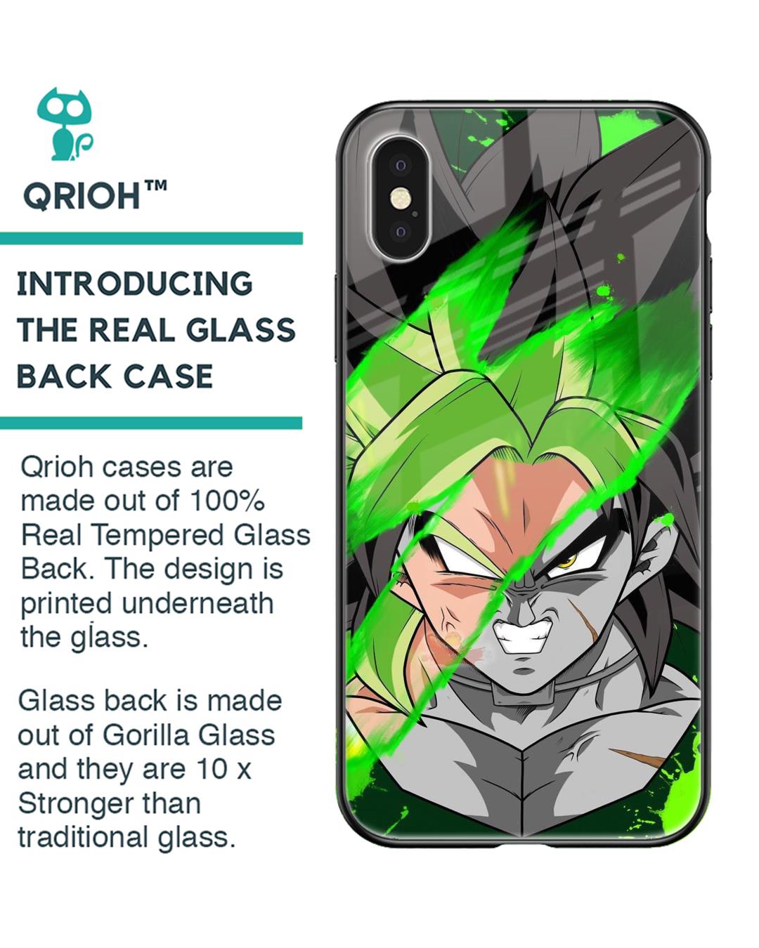 Shop Anime Green Splash Premium Glass Case for Apple iPhone X (Shock Proof,Scratch Resistant)-Back