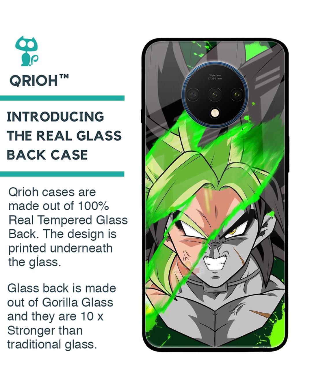 Shop Anime Green Splash Premium Glass Case for OnePlus 7T (Shock Proof,Scratch Resistant)-Back