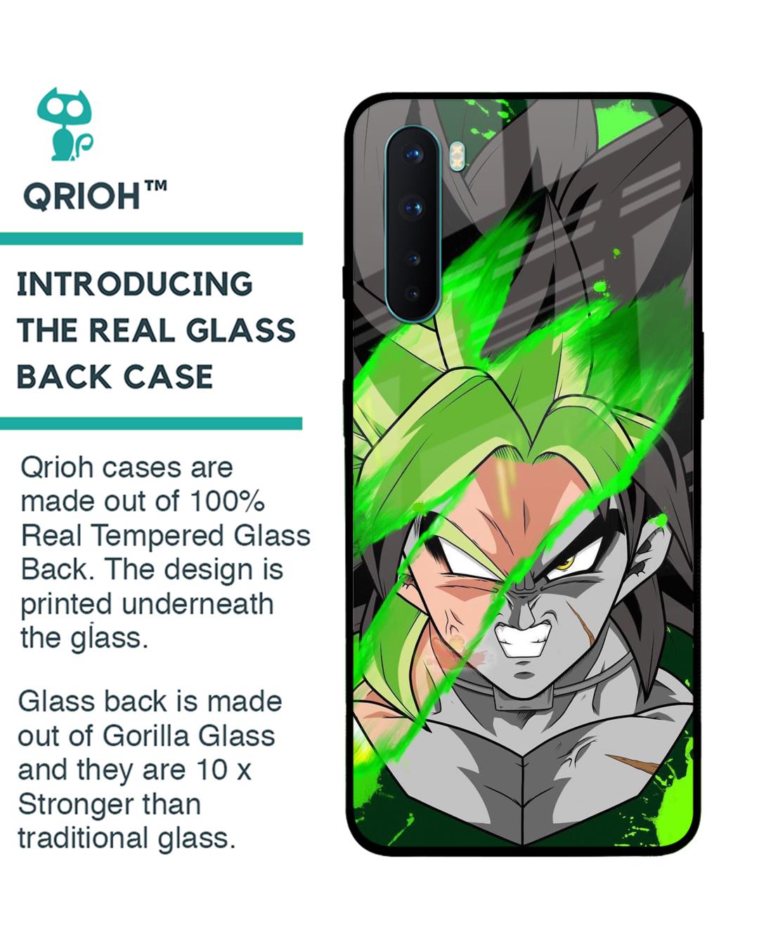 Shop Anime Green Splash Premium Glass Case for OnePlus Nord (Shock Proof,Scratch Resistant)-Back
