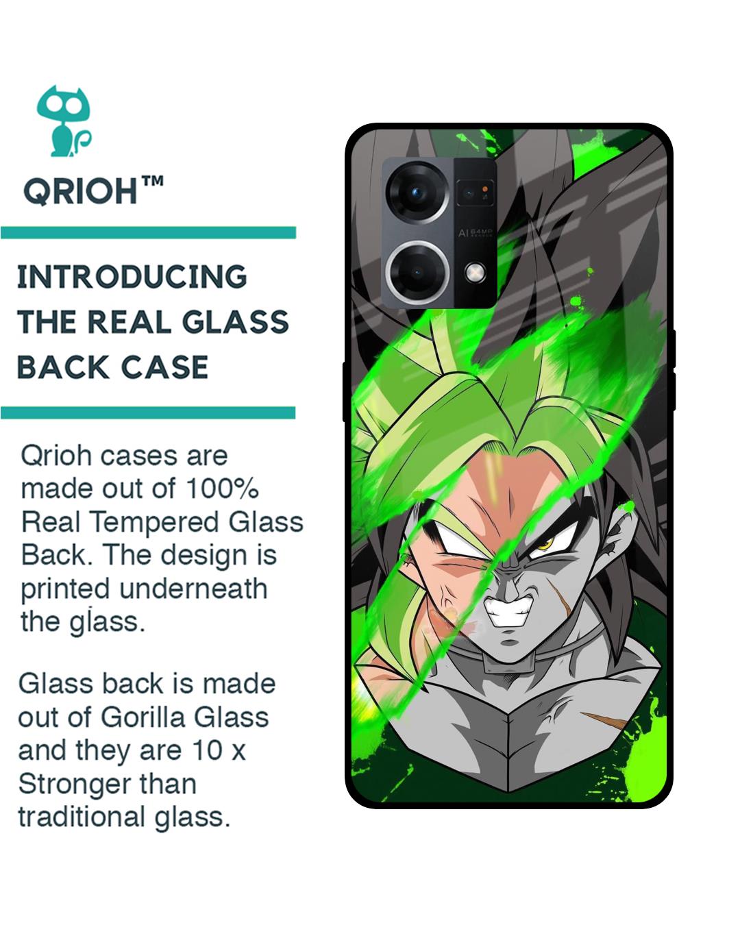 Shop Anime Green Splash Premium Glass Case for Oppo F21s Pro (Shock Proof,Scratch Resistant)-Back
