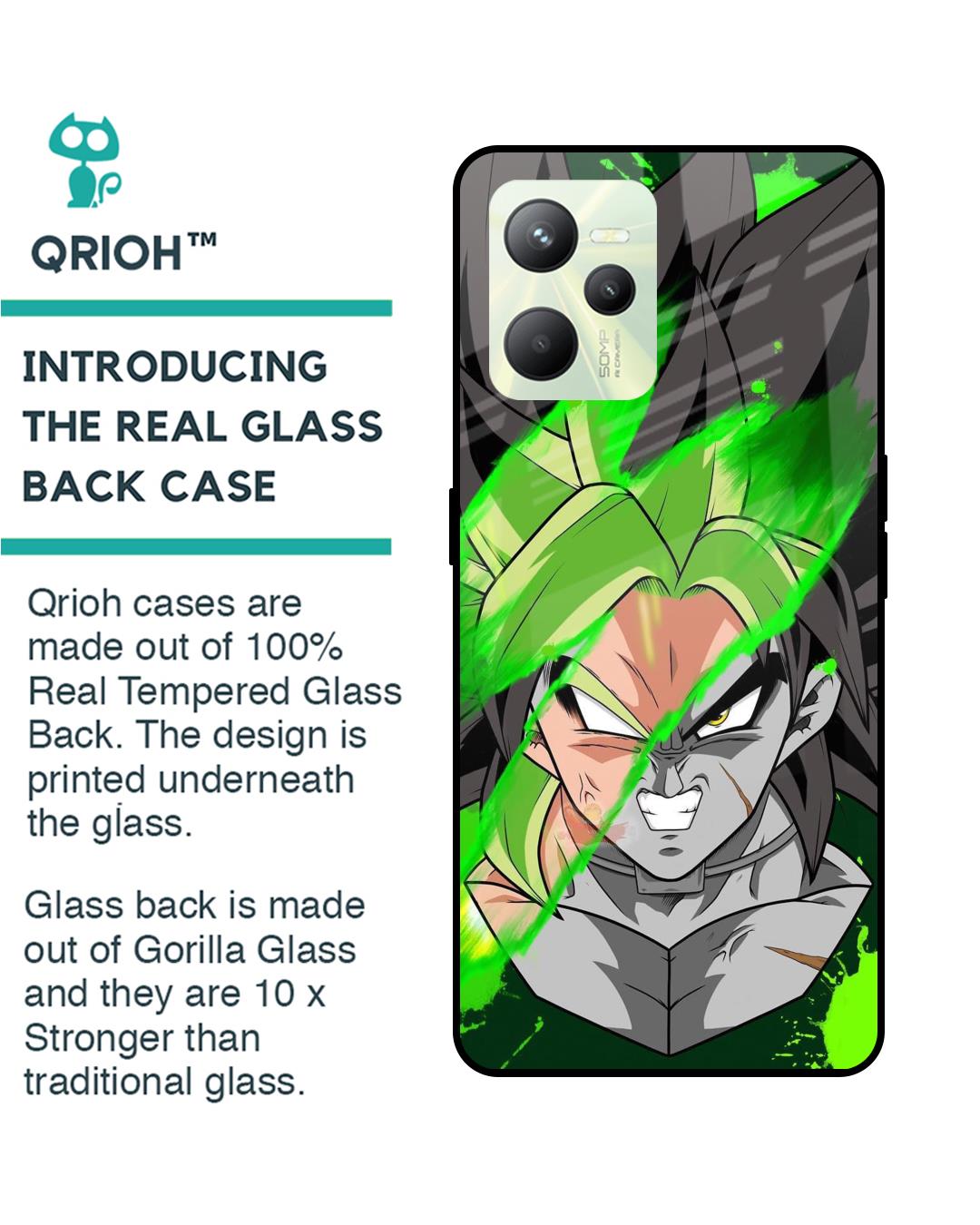 Shop Anime Green Splash Premium Glass Case for Realme C35(Shock Proof, Scratch Resistant)-Back