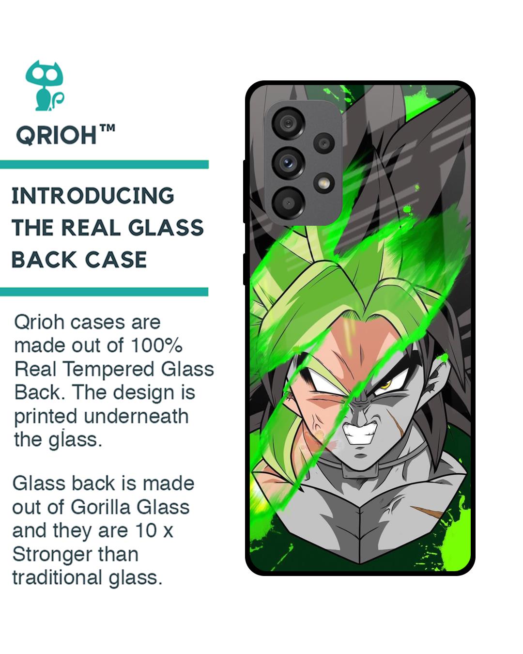 Shop Anime Green Splash Premium Glass Case for Samsung Galaxy A73 5G (Shock Proof,Scratch Resistant)-Back