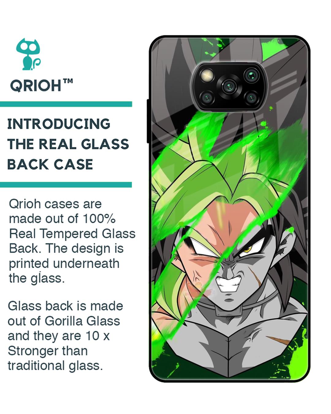 Shop Anime Green Splash Premium Glass Case for Xiaomi Poco x3 (Shock Proof, Scratch Resistant)-Back