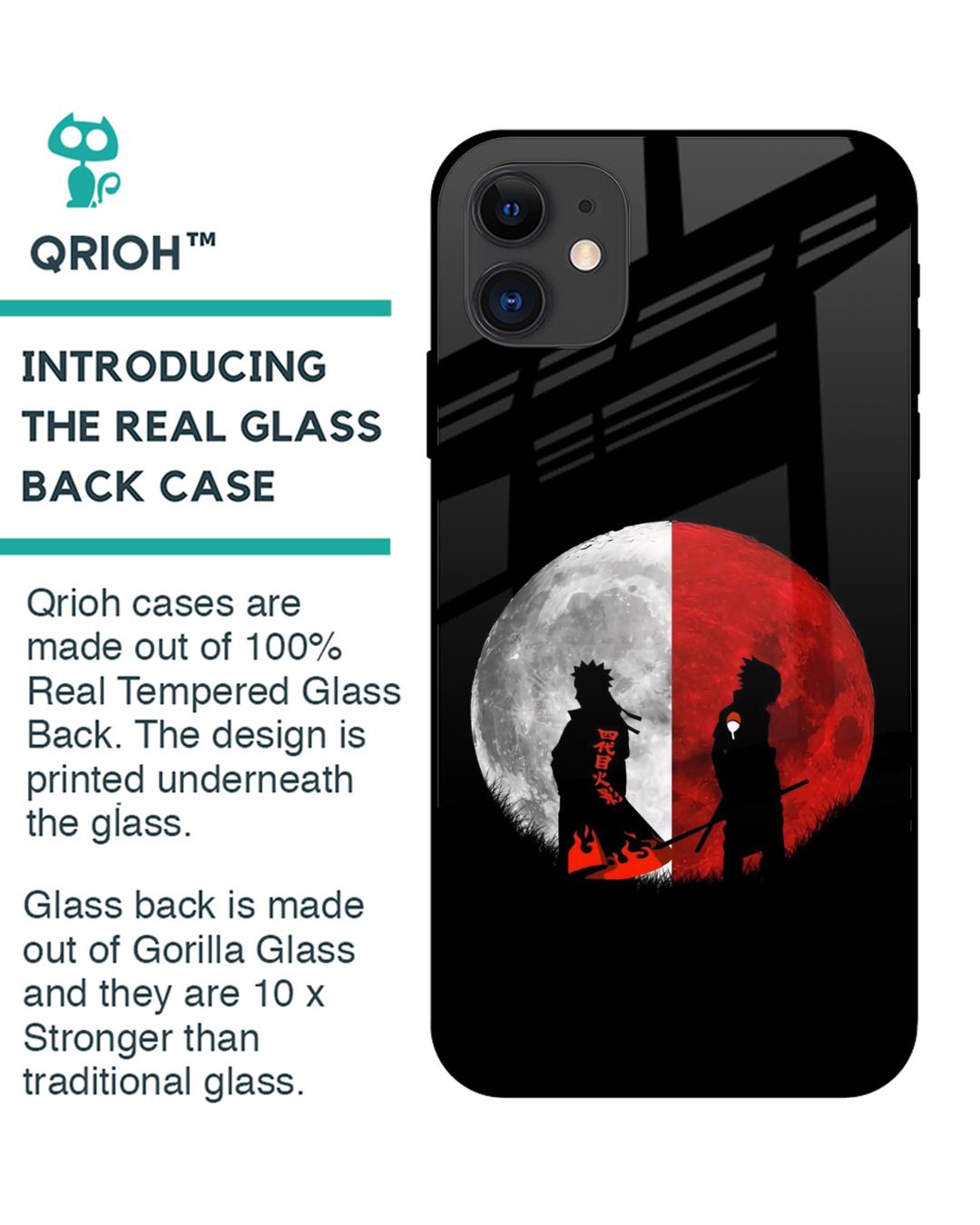Shop Anime Red Moon Premium Glass Case for Apple iPhone 12 (Shock Proof,Scratch Resistant)-Back