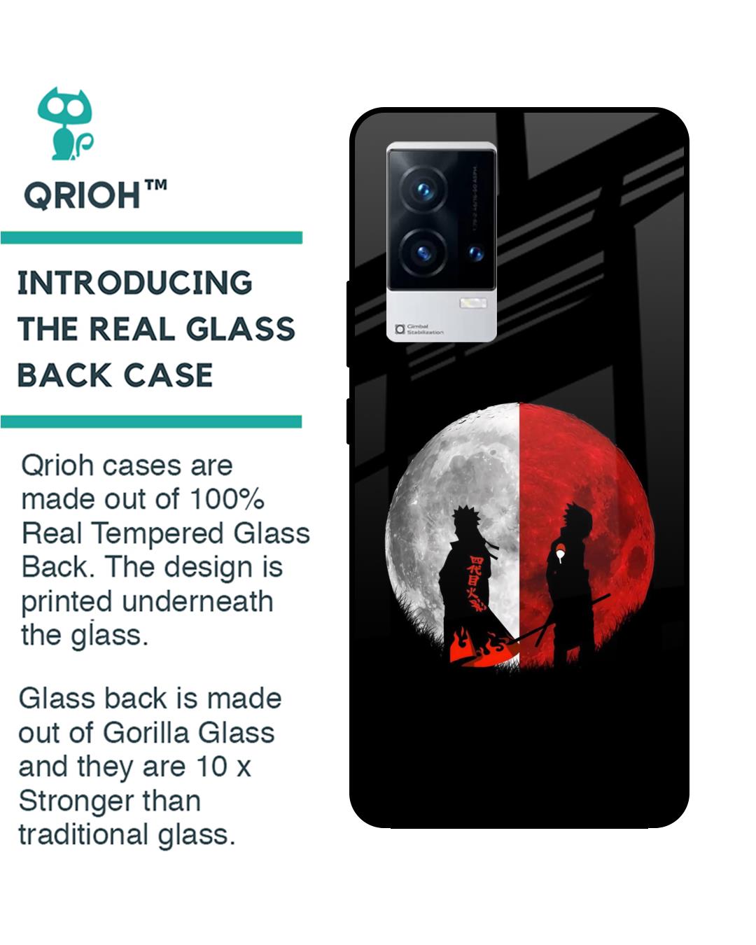 Shop Anime Red Moon Premium Glass Case for IQOO 9 5G (Shock Proof,Scratch Resistant)-Back