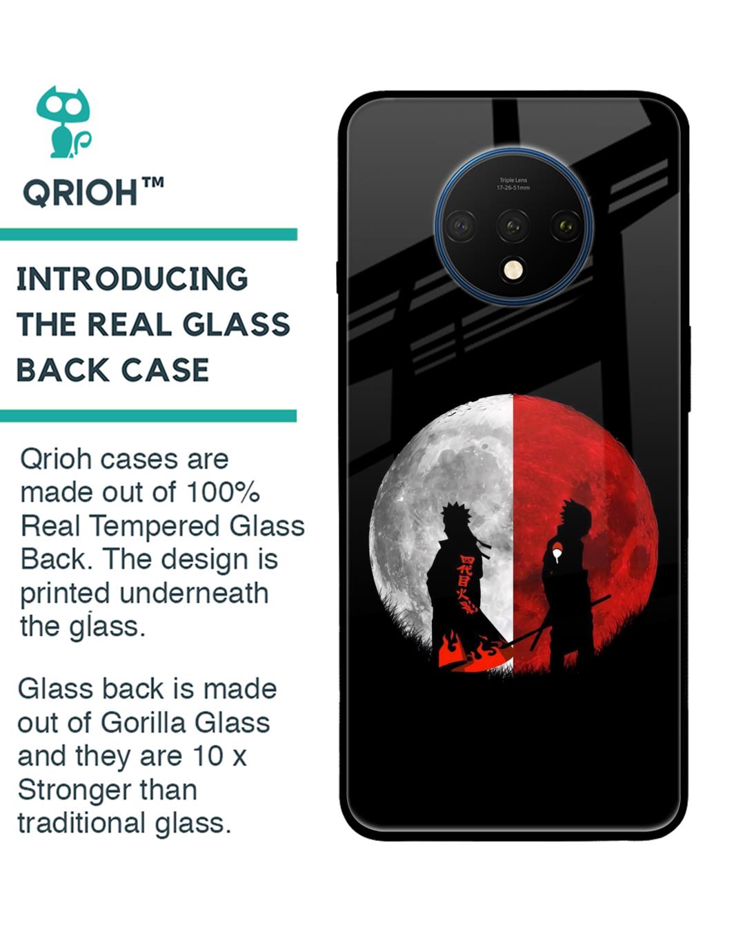 Shop Anime Red Moon Premium Glass Case for OnePlus 7T (Shock Proof,Scratch Resistant)-Back