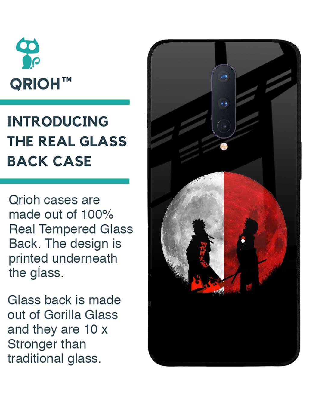 Shop Anime Red Moon Premium Glass Case for OnePlus 8 (Shock Proof,Scratch Resistant)-Back