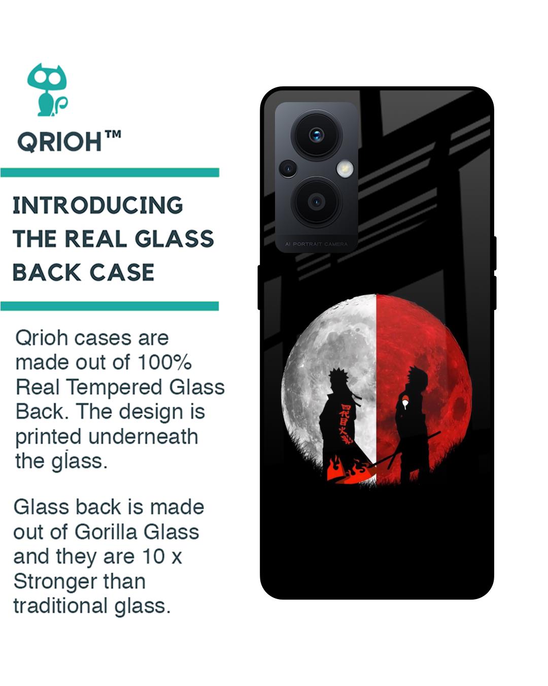 Shop Anime Red Moon Premium Glass Case for Oppo F21s Pro 5G (Shock Proof,Scratch Resistant)-Back