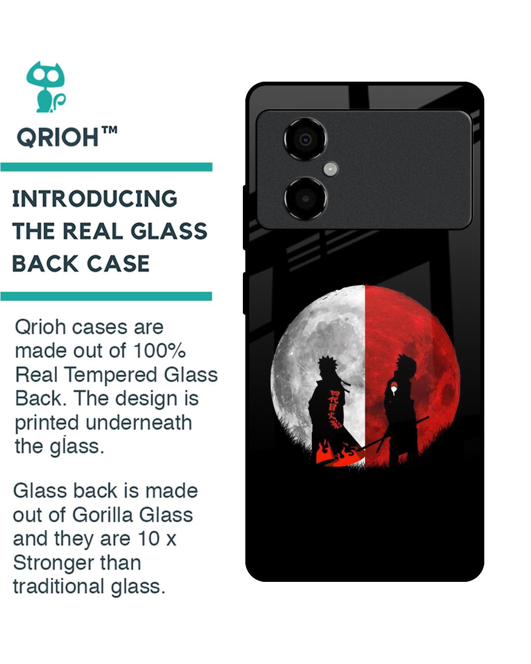 Shop Anime Red Moon Premium Glass Case for Poco M4 5G (Shock Proof,Scratch Resistant)-Back