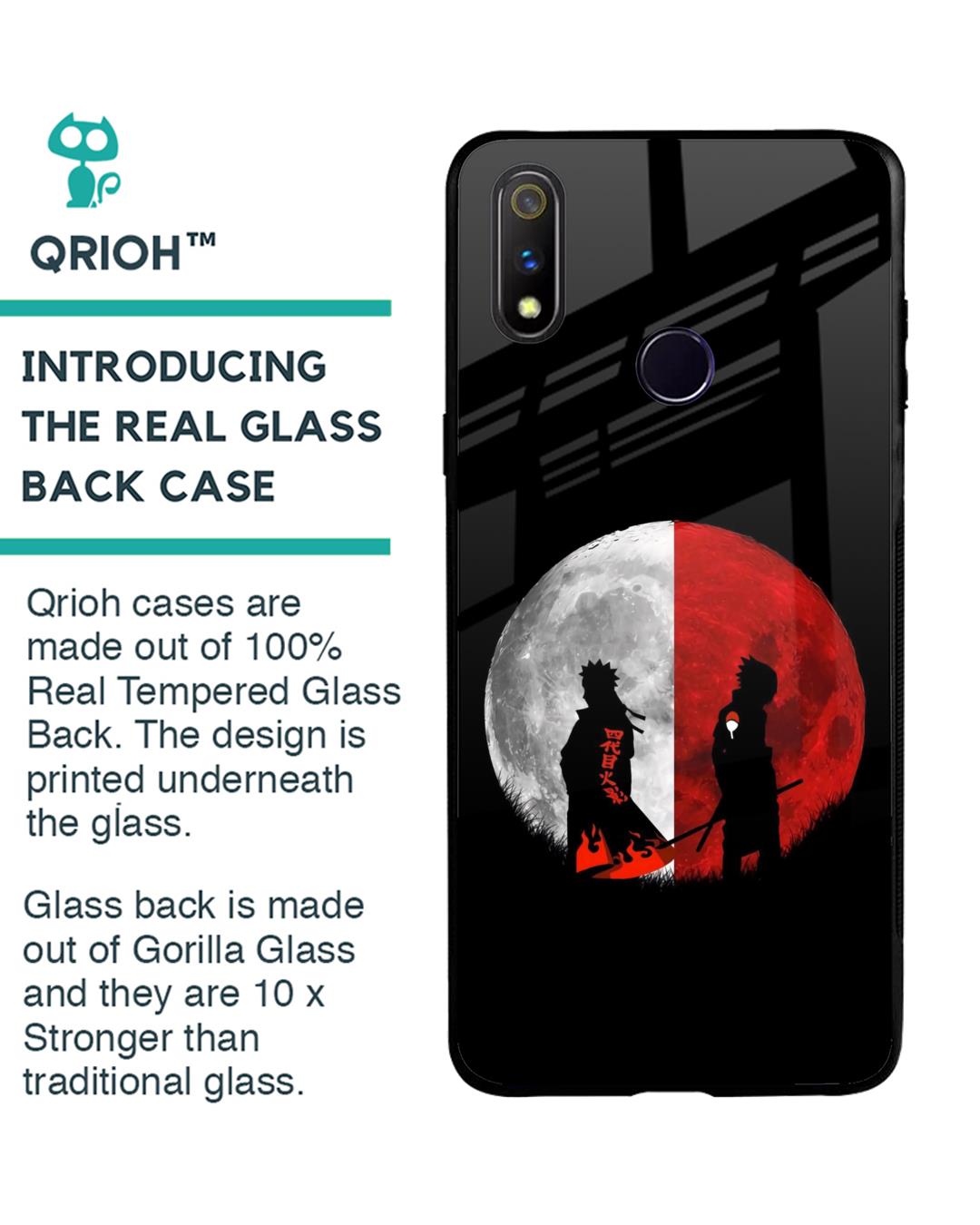 Shop Anime Red Moon Premium Glass Case for Realme 3 Pro (Shock Proof, Scratch Resistant)-Back