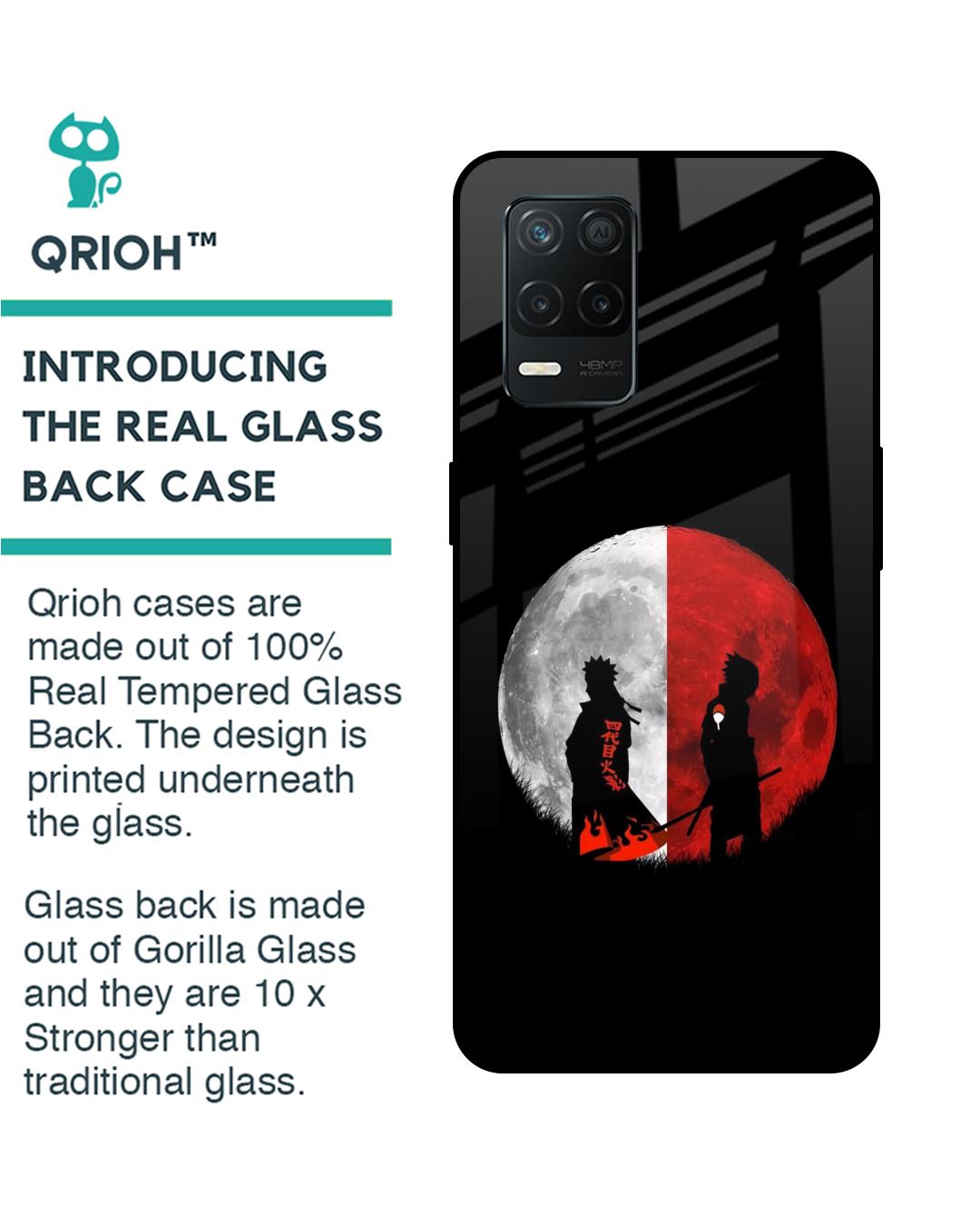 Shop Anime Red Moon Premium Glass Case for Realme 8 5G (Shock Proof,Scratch Resistant)-Back