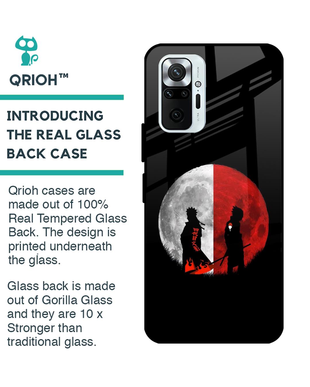 Shop Anime Red Moon Premium Glass Case for Redmi Note 10 Pro (Shock Proof,Scratch Resistant)-Back