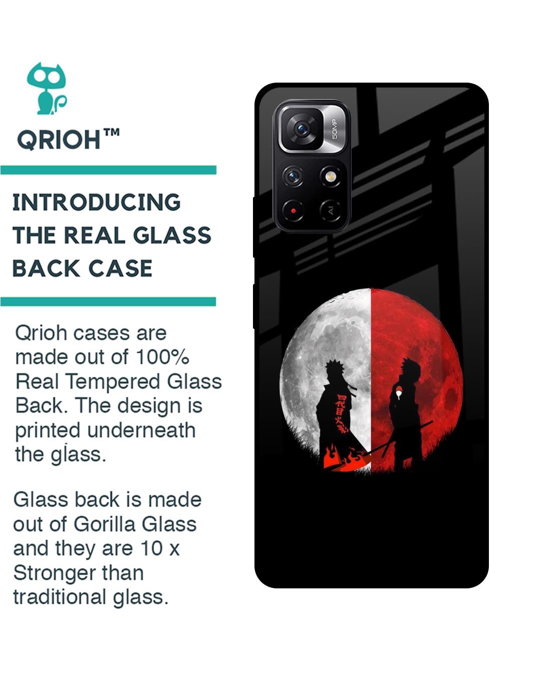 Shop Anime Red Moon Premium Glass Case for Redmi Note 11T 5G (Shock Proof,Scratch Resistant)-Back